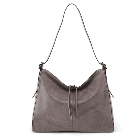 HOBO Handbags - HOBO Soft Leather Valley Shoulder Bag in Titanium Grey EUC